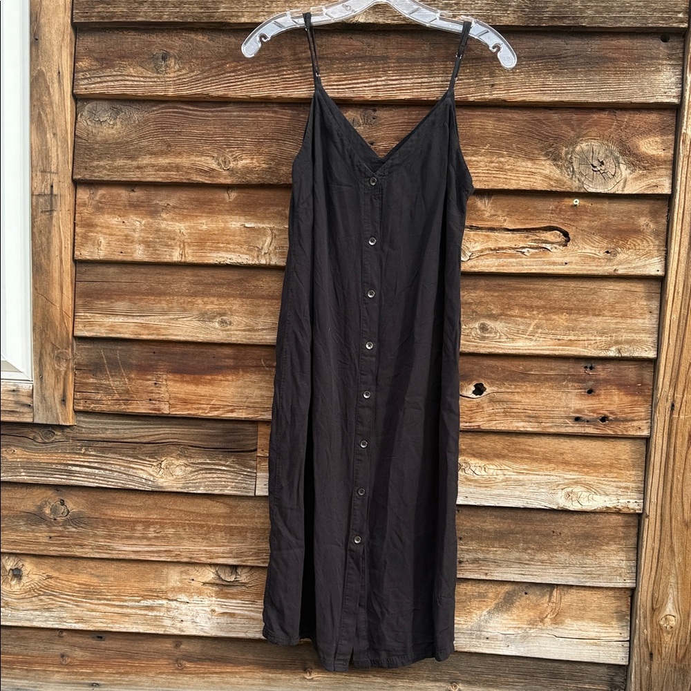 Splendid Black Button-Down Spaghetti Strap Dress - image 1